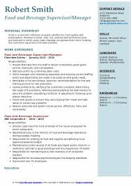 Specific job duties frequently include greeting customers, taking orders, serving food and beverages, and generally ensuring that customer needs are accommodated. Cv Of Food And Beverage Food Beverage Assistant Resume Sample Mintresume These Are Real Cvs Created By Livecareer Subscribers Miguel Douglas