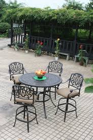 Darlee Elisabeth Cast Aluminum 5pc Bar High W 48 Table Antique Bronze Darlee Patio Bar Set Outdoor Bar Sets Bar Height Patio Furniture