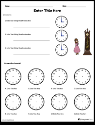 custom telling time worksheets clock worksheets storyboard that