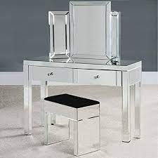 Maybe you would like to learn more about one of these? Mirror Glass Dressing Table Set With Drawer Console Bedroom With Bevelled Mirror And Stool Amazon De Home Kitchen