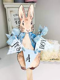 Beatrix Potter Peter Rabbit Cake Topper Baby Shower Its A Etsy In 2021 Rabbit Themed Baby Shower Rabbit Baby Shower Bunny Baby Shower