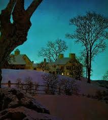 Maxfield Parrish American 1870 1966 Hill Top Farm Winter 1949 Oil On Masonite 34 29 X 39 37 Cm 1 Landscape Artist Vancouver Art Gallery Winter Painting