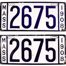 1908 Massachusetts License Plates Car License Plate Car License Plates License Plate