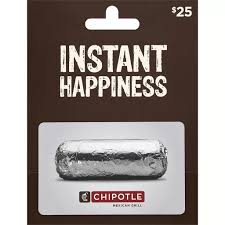 Not redeemable for cash except as required by law; Chipotle Gift Card 25 Gift Cards Ptacek S Iga