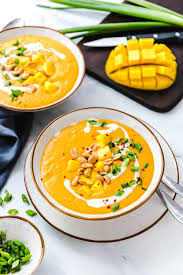 Thai Mango Erdnuss Suppe Veggie Jam Rezept In 2020 Thai Gerichte Erdnuss Thai Curry Rezept