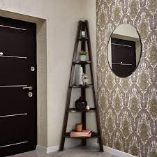 Casual 5 shelf leaning bookcase in espresso. 5 Shelf Corner Ladder Bookcase Espresso Walmart Com Walmart Com
