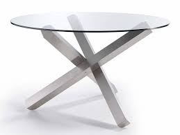 designer table ronde design acier poli et verre trempe majesty 120 cm lestendances fr table ronde design table salle a manger verre trempe