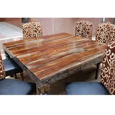 1n Governors 7pc Leather Chairs Hand Carved Dining Table Set Rustic Dining Table Set Solid Wood Furniture Dining Table