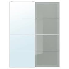 Ikea Auli Sekken Pair Of Sliding Doors Mirror Glass Frosted Glass Sliding Doors Glass Mirror Mirror Door