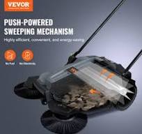 VEVOR Barredora de piso manual con empuje manual, ancho de barrido de 25,6"  Barredora de piso manual no eléctrica, contenedor de basura de 5 galones,  ...
