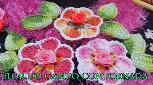 flor do campo contornada flor de crochet flores flores de croche