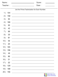 The math worksheets are randomly and dynamically generated by our math worksheet generators. Factor List Prime Factorization 3