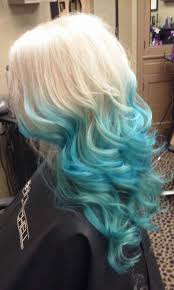 Most stylists would agree that it's difficult to attempt a daring ombre look and keep the colors looking absolutely natural. Blonde With Blue Ombre Dyed Hair Aqua Hair Hair Color Blue