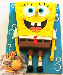 Birthday Cake For Kids Boys Cartoon Spongebob Krabby Patties And French Fries Spongebob Cake Cartoon Cake Spongebob Birthday Party