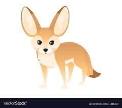 Black silhouette cute fennec fox flat cartoon Vector Image