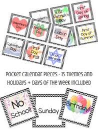 Pocket Chart Calendar Cards 25 Themes Including Disney Holidays
