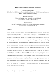 Aged members of the society; Pdf Rural Urban Differences Of Elderly In Malaysia Dr Abdelhak Senadjki Academia Edu