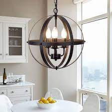 Both the top ceiling canopy and the shade surround is glass. Ganeed Pendant Light Industrial Globe Pendant Lighting Vintage Chandelier Spherical Hanging Light Ceiling Light Fixture For Kitchen Island Dining Table Farmhouse Amazon Ca Home Kitchen