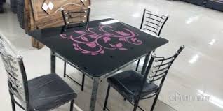 Cj coyote_sc one kings lane. Gujjubazar Black Printed Glass 4 Seater Dining Table Rs 9500 Piece Id 22108614312