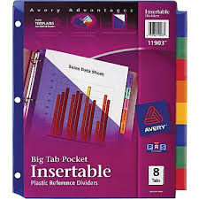 Binder dividers printable binder dividers editable rainbow. Avery Big Tab Insertable Plastic Dividers With Pockets 8 Tab Multicolor 11903 Staples Carpeta Colores Unas Azules