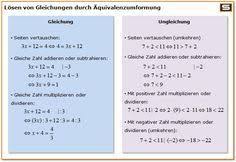 Losen Von Gleichungen Durch Aquivalenzumformung Mathe Gleichungen Gleichungen Gleichungen Losen