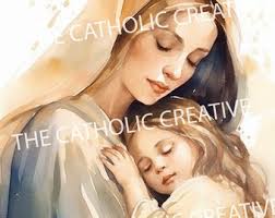Madonna and Child Watercolor Print