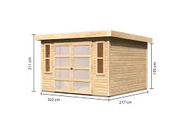 In dem fichtenholzhaus mit klassischem satteldach sind geräte, maschinen, rasenmäher oder auch gartenmöbel da, wo sie hingehören. Gartenhaus Munster 2 19 Mm Naturbelassen Moderne Gartenhauser Gartenhauser Gartenbauten Mein Karibu