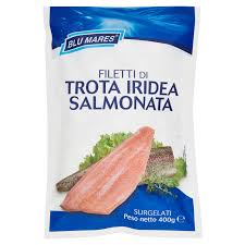 Grano, orzo, crostacei, uova, soia, latte, pistacchi, sedano. Blu Mares Filetti Di Trota Iridea Salmonata Surgelati 400 G Iperdrive Serravalle