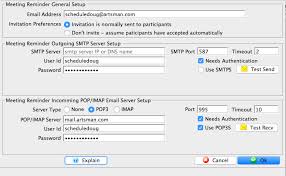 Meeting Server Smtp Pop Imap Settings Arts Management Systems