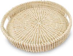 Here is my affiliate link at no additional cost to you! Amazon Com Ann Lee Design Round Serving Seagrass Trays White With Recessed Open Handle Kitchen Dining