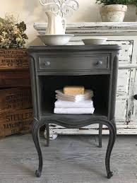 French Nightstand With Cabriole Legs And Drawer Gray Accent Etsy Antique End Tables Painted Furniture Bedroom Decor Inspiration
