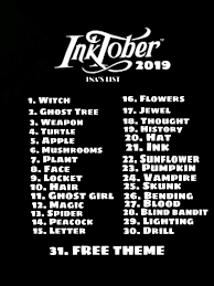 Inktober List Inktober2019 Inktober Art Prompts Drawing Challenge