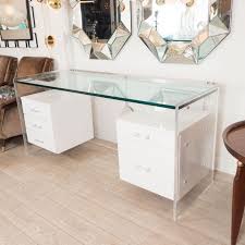 White Glass Desk With Hanging Lacquered Drawers Cool Design White Desk With Drawers Glass Desk Desk With Drawers