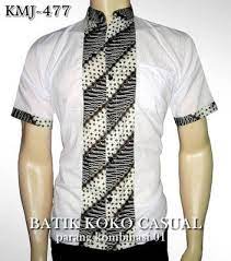 Desain Kemeja Batik Pria Kombinasi Kain Polos Lengan Panjang Dan Pendek Eksklusif Jallosi Kemeja Model Pakaian Kemeja Pria