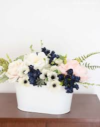 Flower swag x1, table cloth x1; Pink Navy Flower Arrangement Pretty Providence