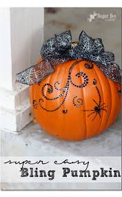 Super Easy Bling Pumpkin Decor Halloween Crafts Pumpkin Decorating Halloween Pumpkins