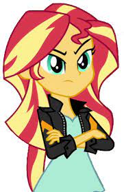 1594374 Angry Artist Thebarsection Clothes Crossed Arms Equestria Girls Female Jacket Leathe Sunset Shimmer My Little Pony Characters Equestria Girls