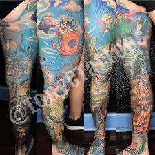 Studio Ghibli Leg Sleeve By Tony Costello Built 4 Speed Tattoos Orlando Fl Ghibli Tattoo Studio Ghibli Tattoo Leg Sleeves