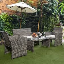 Costway 4 Pc Rattan Patio Furniture Set Garden Sofa With White Cushions Walmart Com Patio Decor Rattan Patio Furniture Wicker Patio Furniture