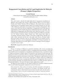 The main objective of its publication is to provide an appropriate channel for information and. Pdf Engagement Cancellation And Its Legal Implication In Malaysia Woman S Rights Perspective