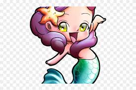 Watercolor cute cartoon mermaid listening to the music of the sea from a shell. Jelly Beans Clipart Chibi Cute Mermaid Drawing Free Transparent Png Clipart Images Download