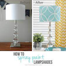 Lampshade Decorating Using A Stencil To Spray Paint The Exterior Found On Thecreativemom Com Plaster Lampshade Makeover Painting Lamp Shades Diy Lamp Shade