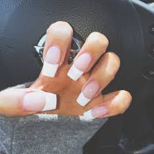 French Coffin Nails French Tip Acrylic Nails French Manicure Nails