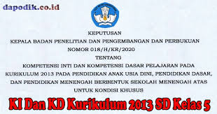 (6 x 35 menit) 1 x pertemuan. Ki Dan Kd Kurikulum 2013 Sd Kelas 5 Untuk Kondisi Khusus Berdasarkan Keputusan Balitbang Kemdikbud Dapodik Co Id