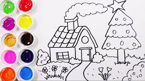 Como Dibujar Y Colorear Una Casa Con Arbol De Pino Dibujos Para Ninos Funkeep Youtube