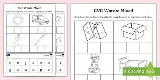 In these 4 kindergarten worksheets students cut out objects, sort them and then paste them on one of the given backgrounds. Cvc Words Cut And Paste Worksheet Worksheets Mixed