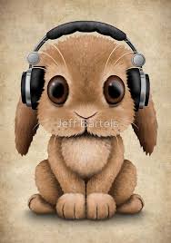 Cute Baby Bunny Dj Wearing Headphones By Jeff Bartels Cute Baby Bunnies Cute Animal Drawings Cute Animals