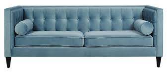 Amazon Com Jennifer Taylor Home Sofa Arctic Blue Velvet Hand Tufted Hand Painted And Hand Rub Finished Woo Upholstered Sofa Sofa Modern Style Living Room