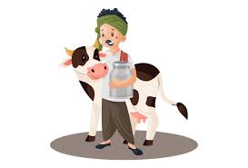 premium milkman holding container and standing with a cow illustration download in png vector format premium milkman holding container and standing with a cow illustration download in png vector format