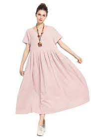 Anysize Soft Linen Cotton Loose Spring Summer Dress Plus Size Dress F122a Skin Pink Spring Summer Dress Dress Shirts For Women Womens Maternity Dresses
